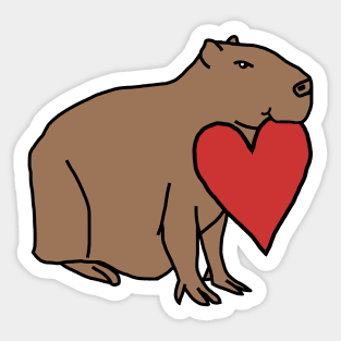 Capybara with Love Heart for Valentines Day Sticker